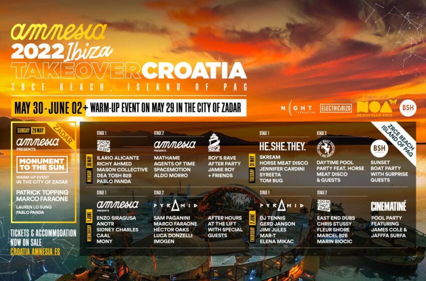  Agents Of Time, Dj Tennis, Héctor Oaks, Mathame, Sam Paganini, Ilario Alicante i mnogi drugi stižu na Amnesia Ibiza Takeover Croatia festival!